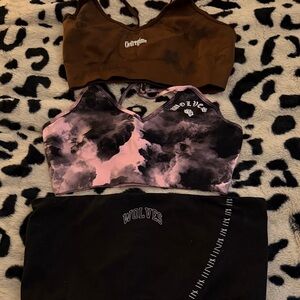 Darc Sport Brown and Pink Sports Bras with Black Leggings